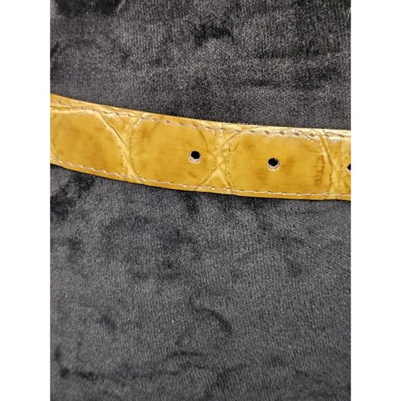 Vintage Croc Print Faux Leather Belt Brown Womens Large 38" 1" W Made In USA - Picture 6 of 8